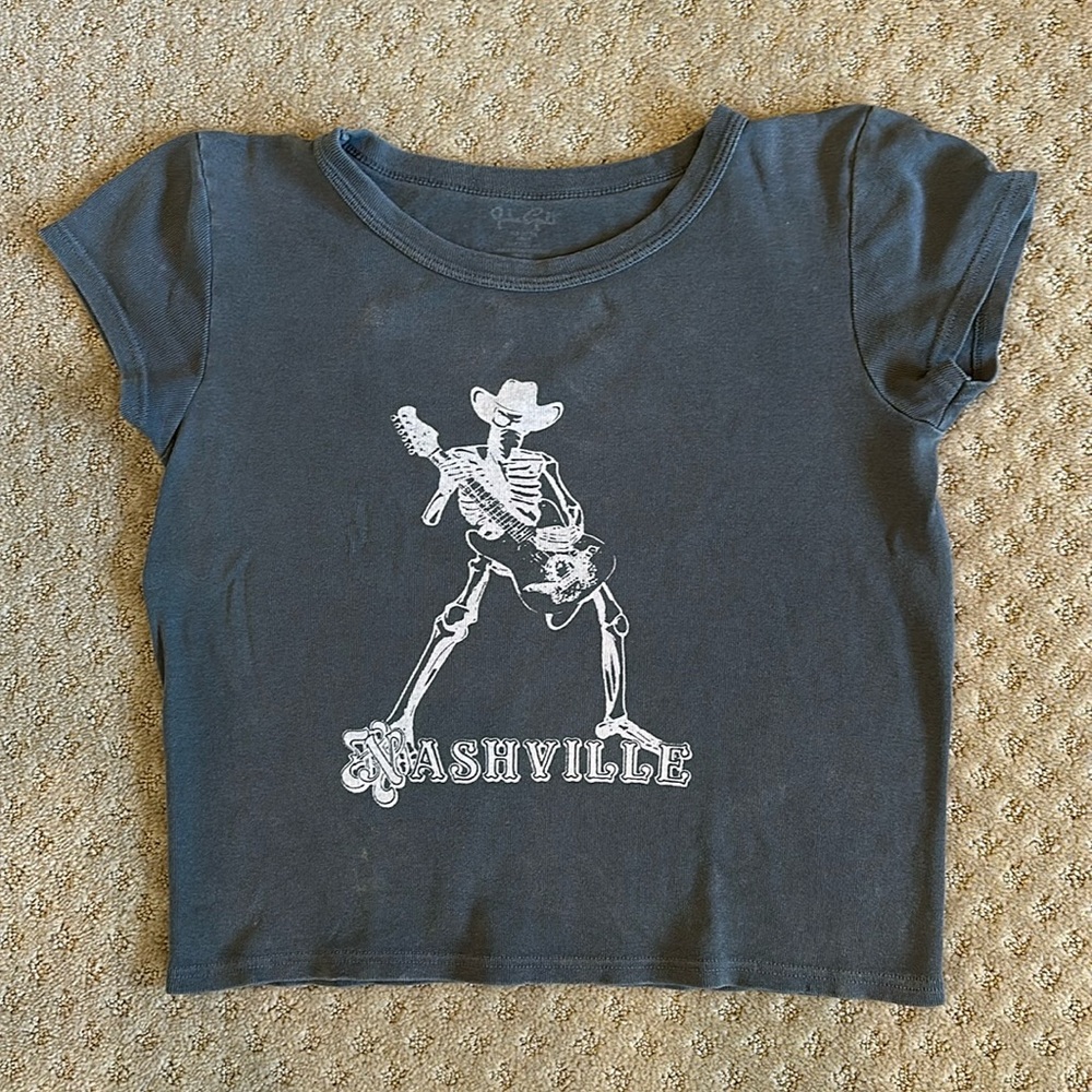 J Galt for Brandy Melville Nashville grey skeleton tshirt
